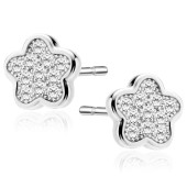 Cercei argint floare cu pietre DiAmanti Z0575-DIA